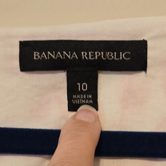 Banana Republic Red and White Floral Cap Sleeve Cotton-Linen Blend Dress Size 10 - Picture 6 of 8